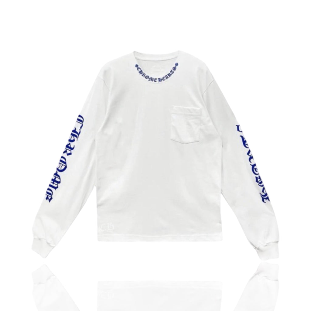 Chrome Hearts Neck Logo Blue/White Longsleeve