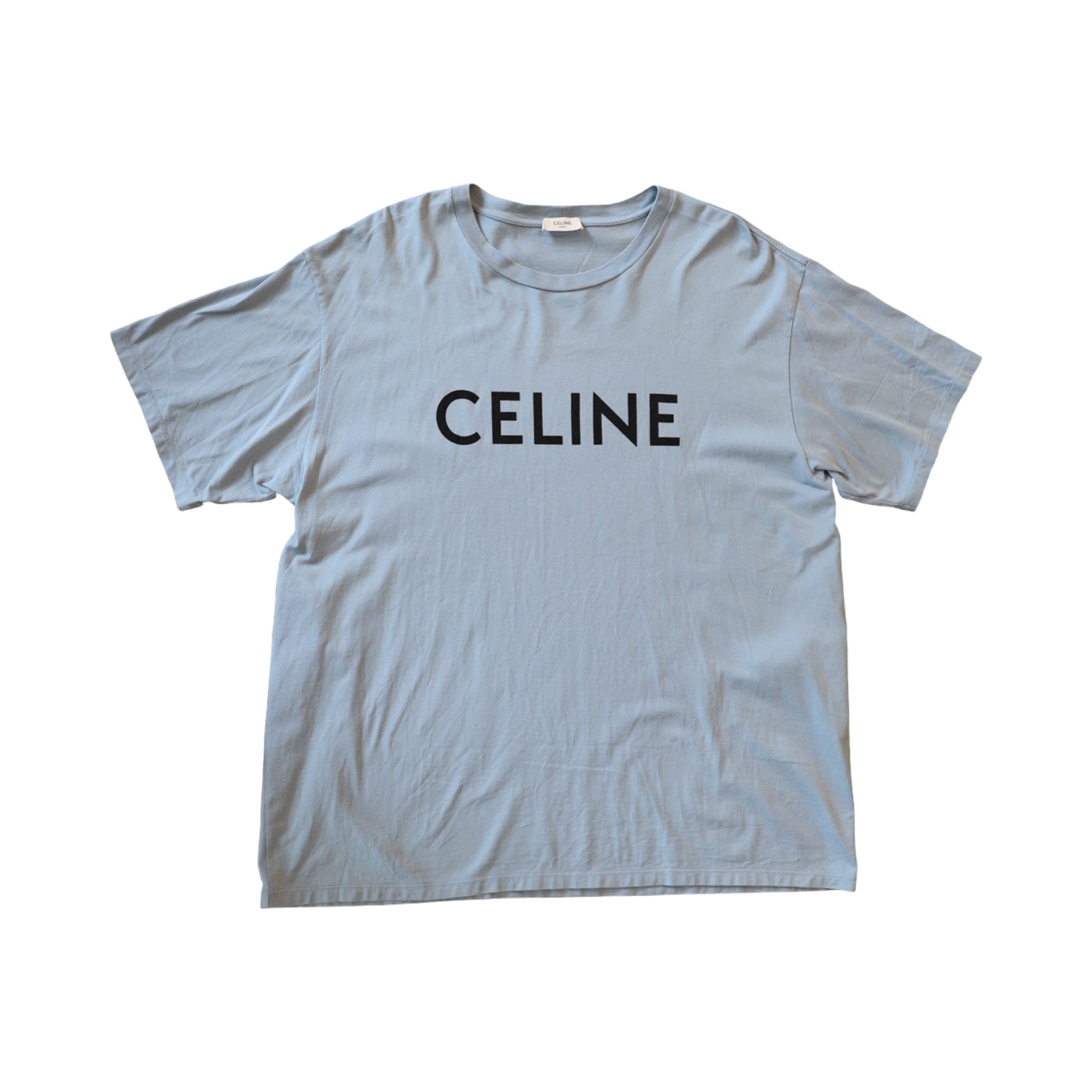 Celine Logo T Shirt Baby Blue