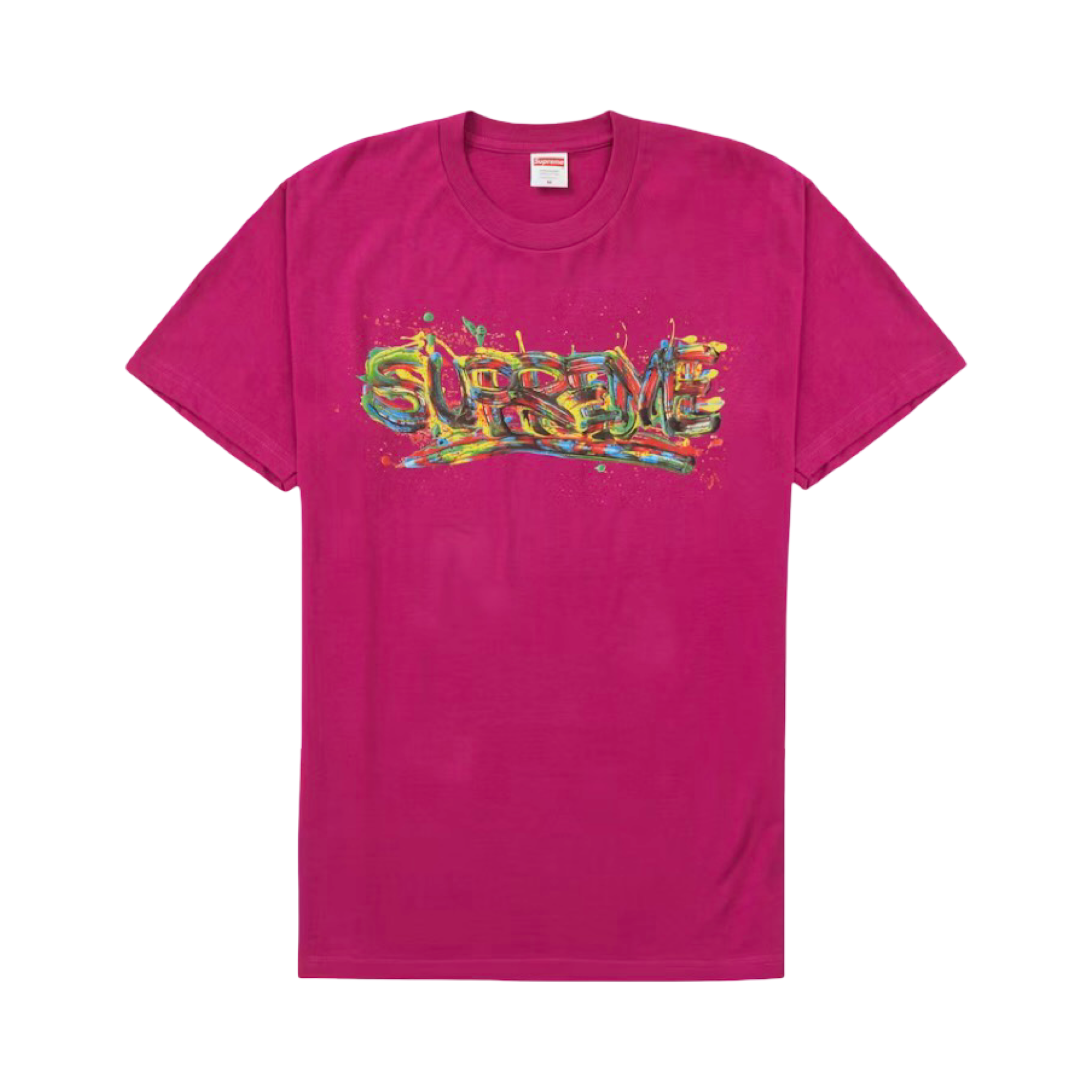 Supreme Paint Logo Tee Magenta