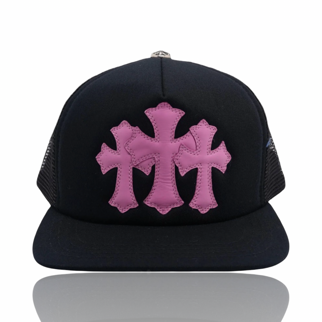 Chrome Hearts Pink Triple Cross Patch Trucker Black