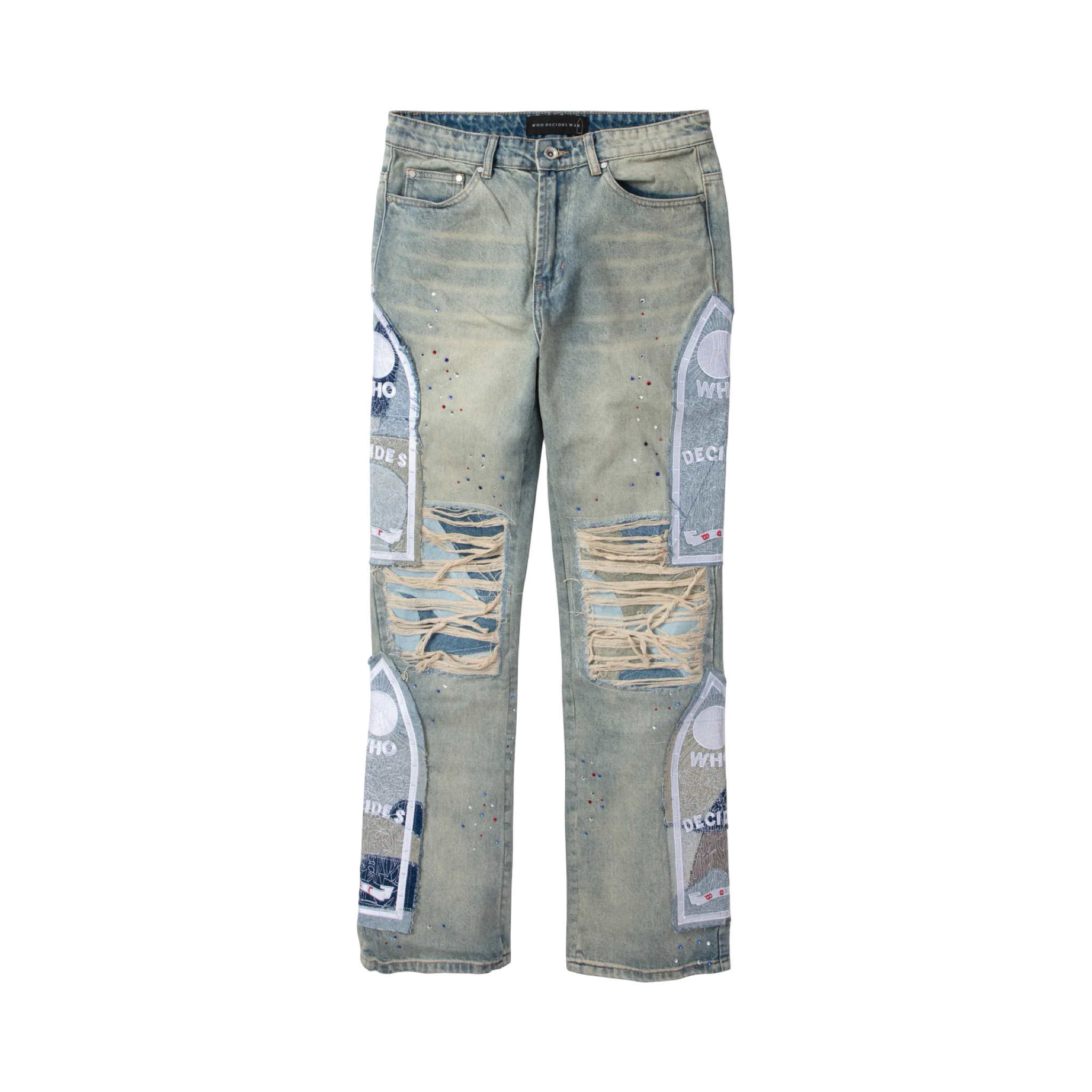 Who Decides War Blown Distressed Patchwork Jeans