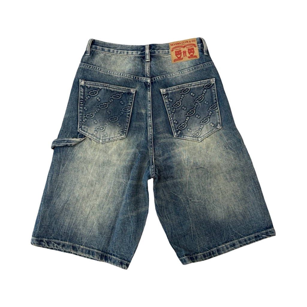 Triple Sevens Double Knee Monogram Shorts Blue