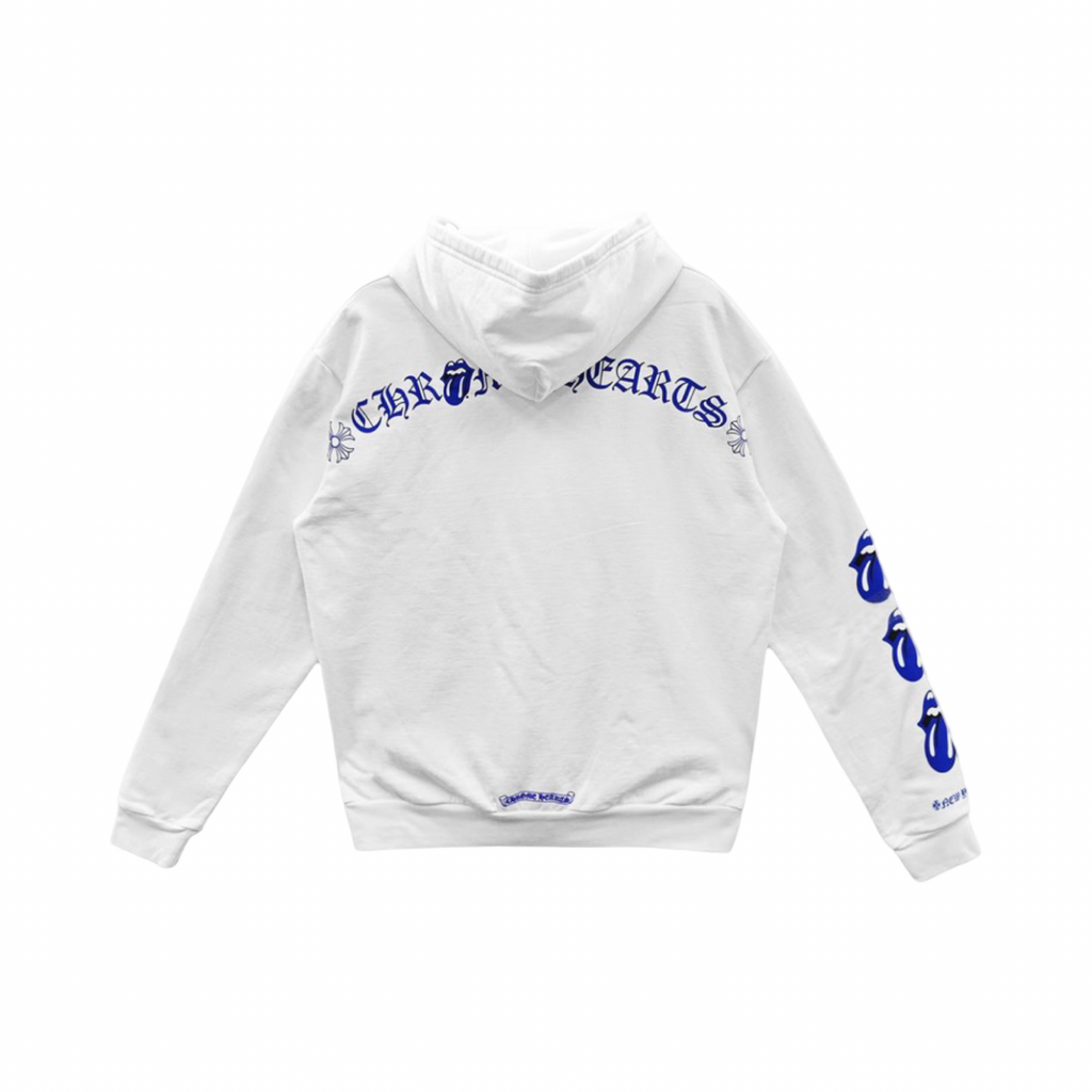 Chrome Hearts Rolling Stones Scroll Logo Zip Up White/Blue
