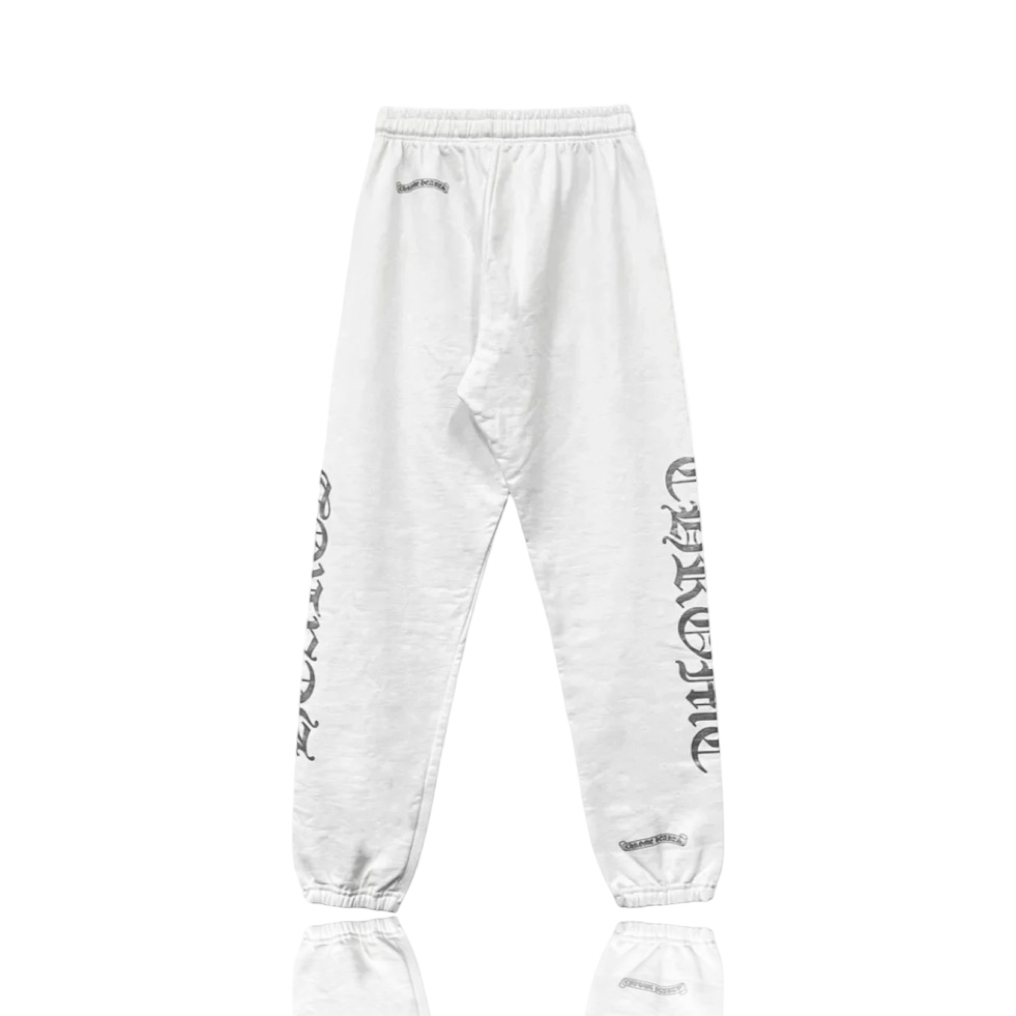 Chrome Hearts Silver Script CH Logo White Sweatpants