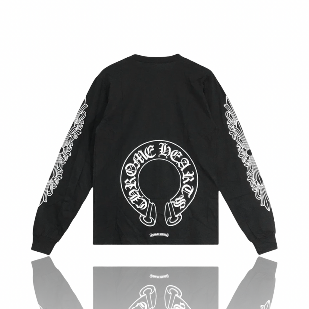 Chrome Hearts Horseshoe Logo Floral Longsleeve Black