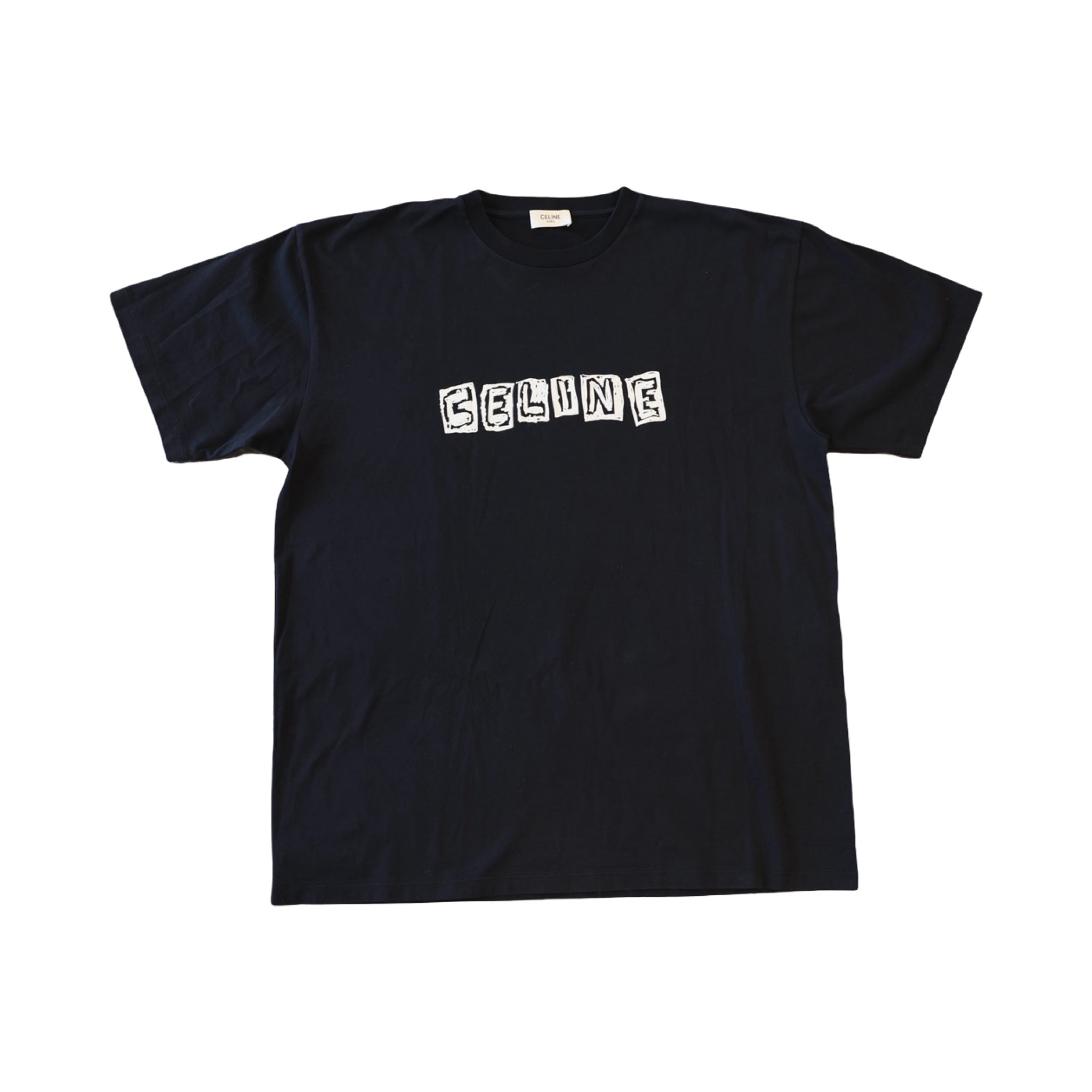 Celine Scribble Logo Tee Shirt Black