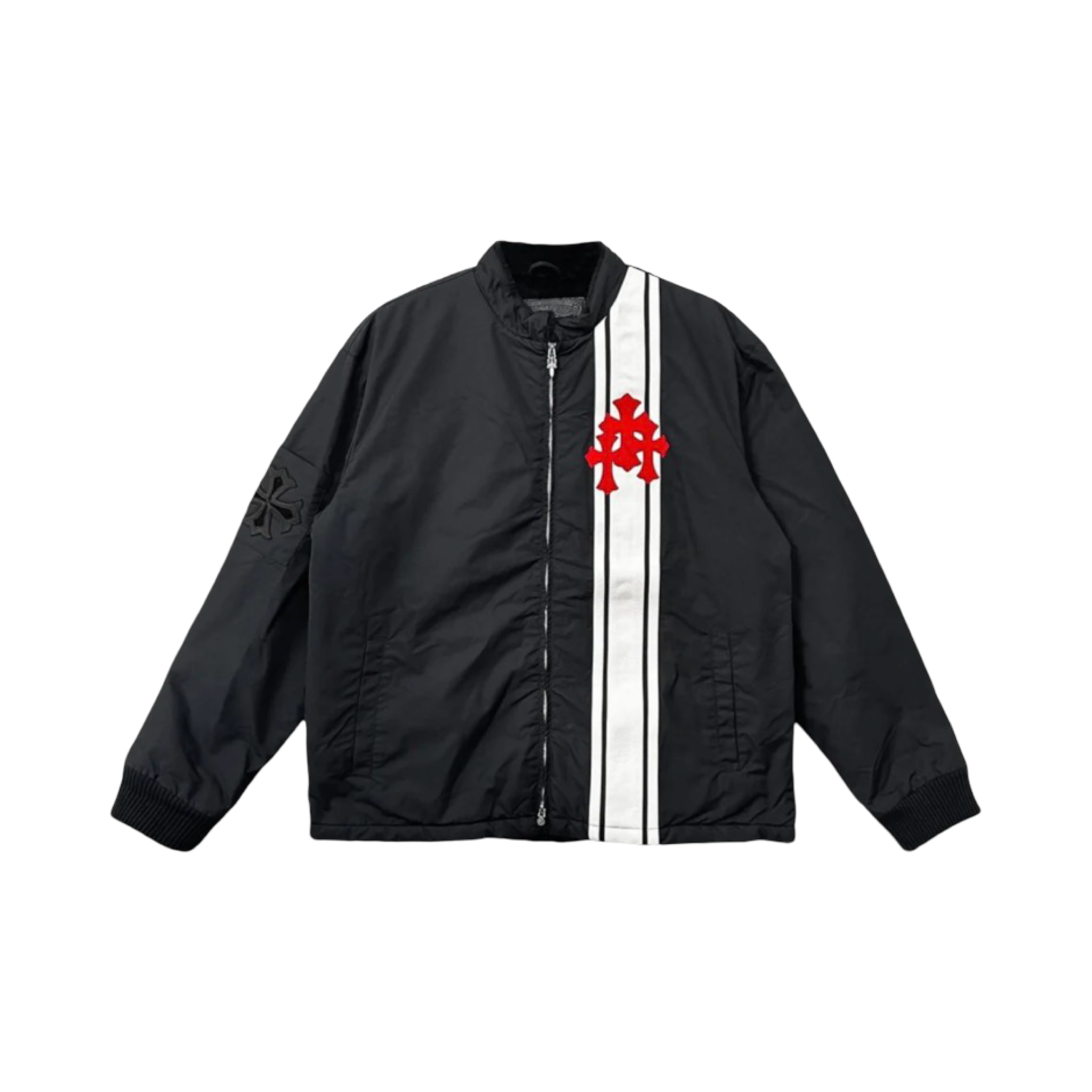 Chrome Hearts Fur Lined Cemetery Cross Patch Racing Jacket