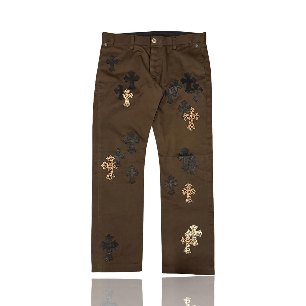 Chrome Hearts Brown Leopard Patch Chino Pants