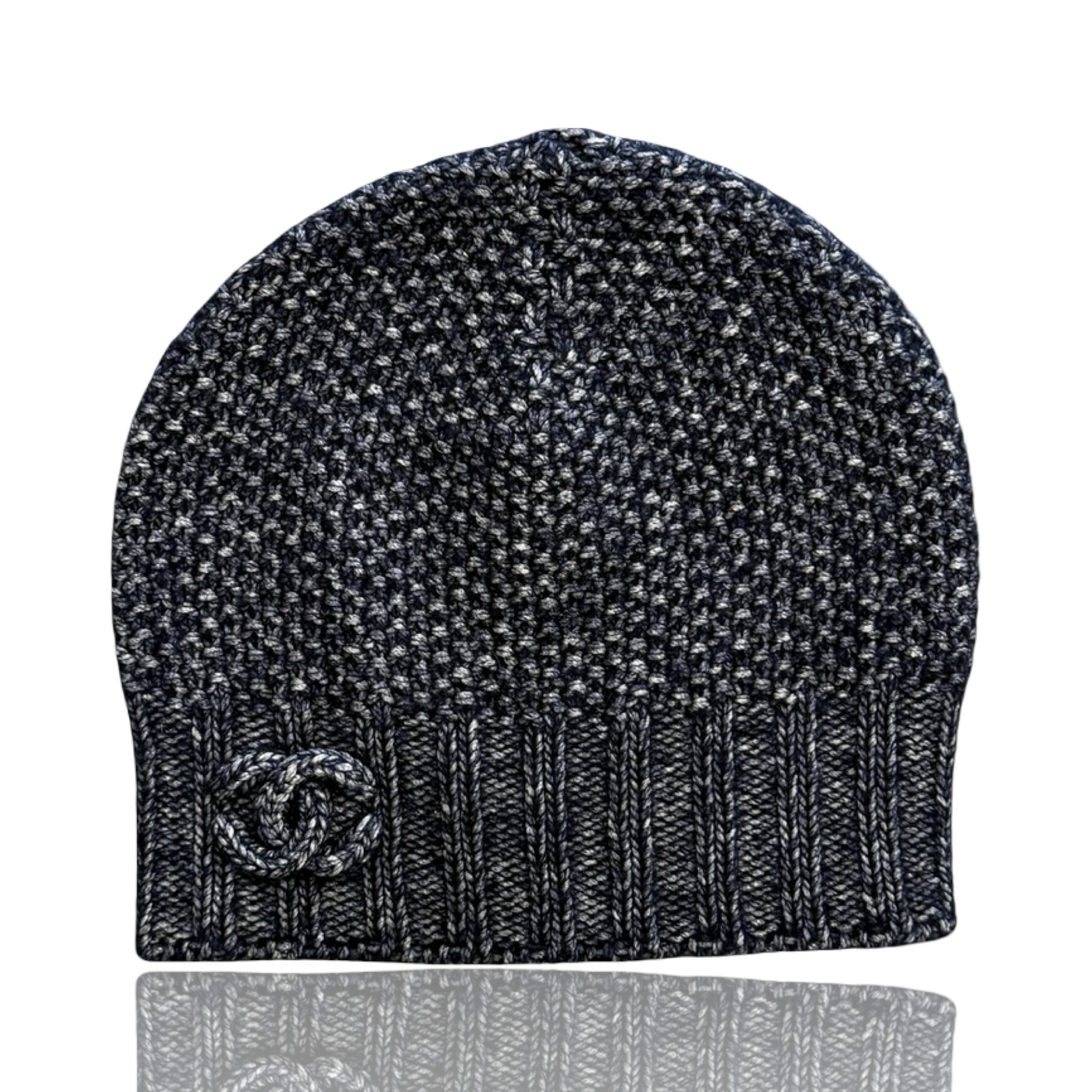 Chanel CC Cashmere Blended Beanie Navy