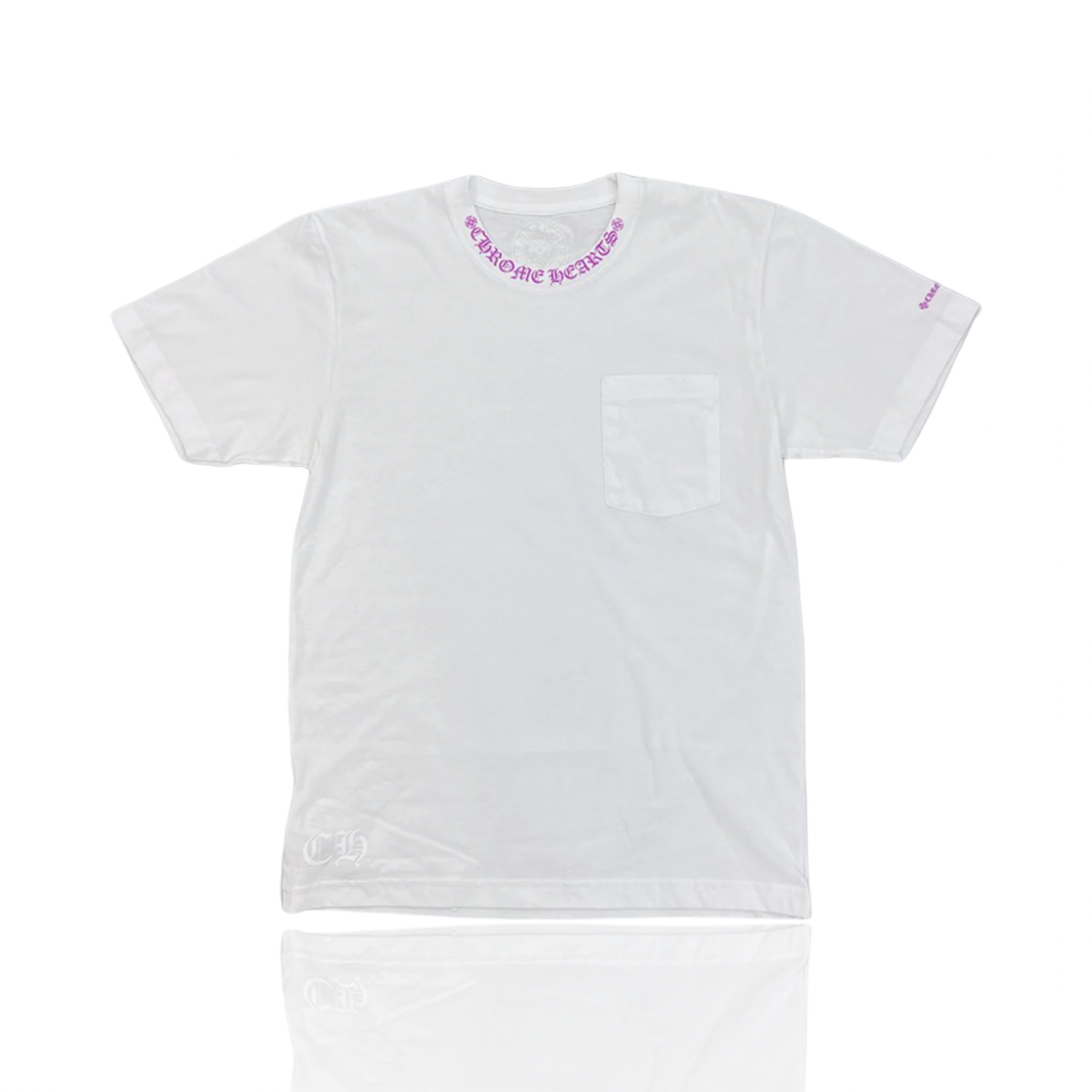 Chrome Hearts White Purple Neck Logo T-Shirt