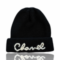 Chanel Black Cashmere Pearl Beanie