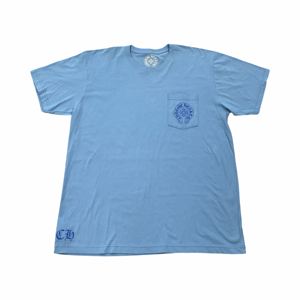 Chrome Hearts Blue Miami Horseshoe Logo Tee Blue