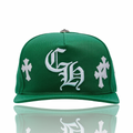 Chrome Hearts Leather Cross Embroidered CH Logo Baseball Hat Green/White