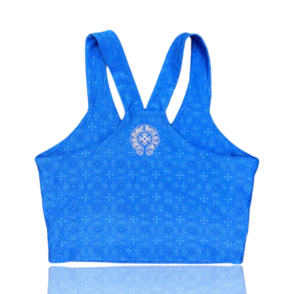 Chrome Hearts Blue Cross Jacquard Sports Bra