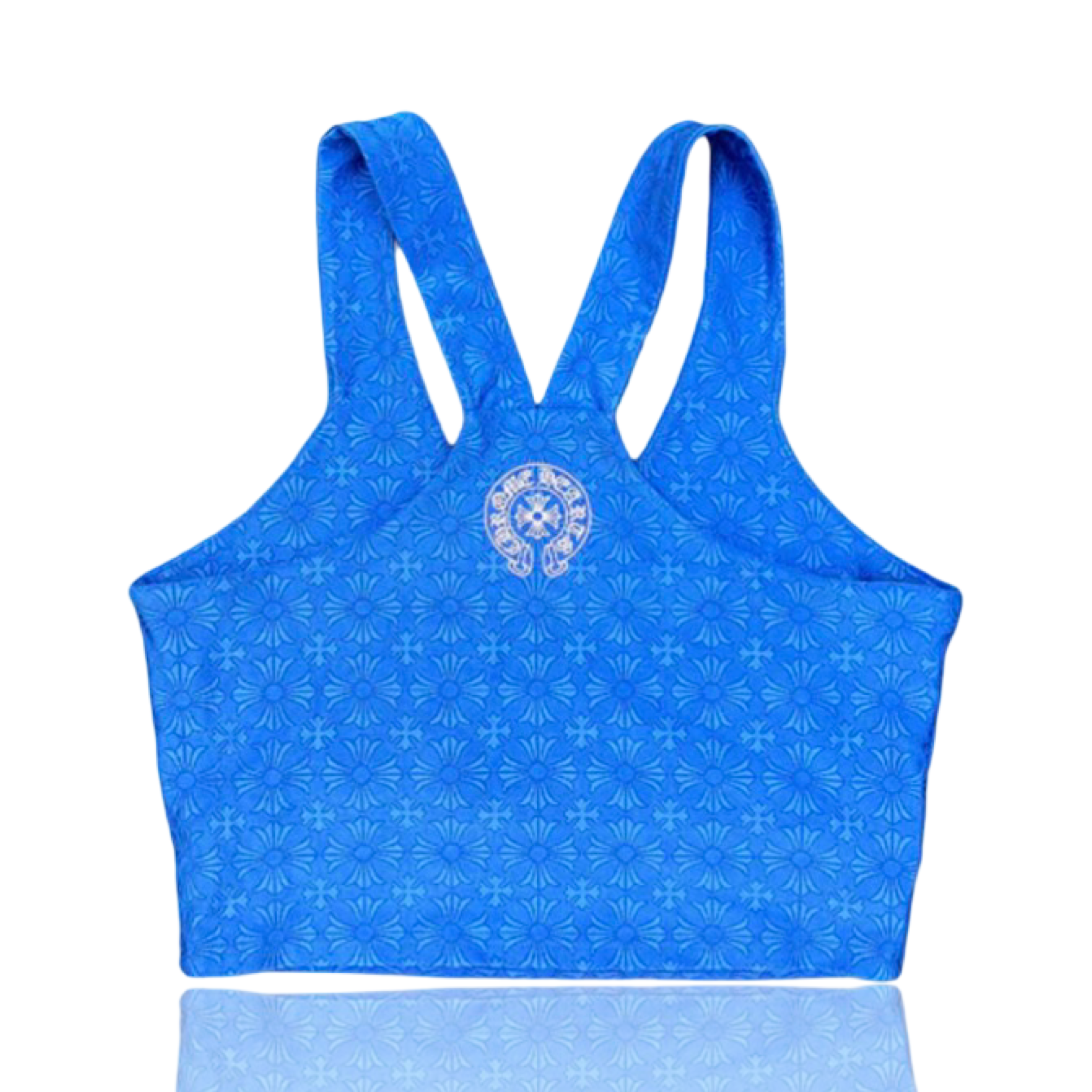Chrome Hearts Blue Cross Jacquard Sports Bra