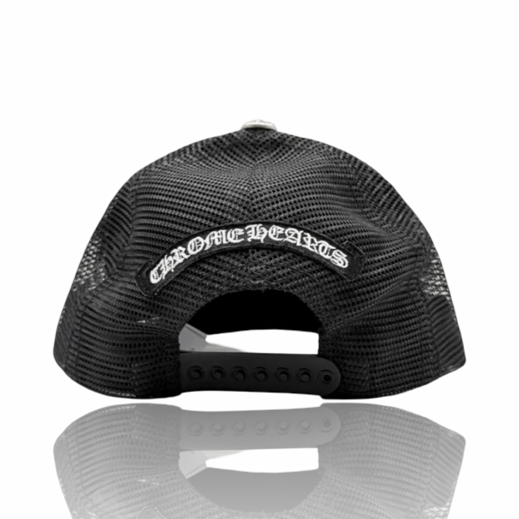 Chrome Hearts Leather Triple Cross Trucker Black/White