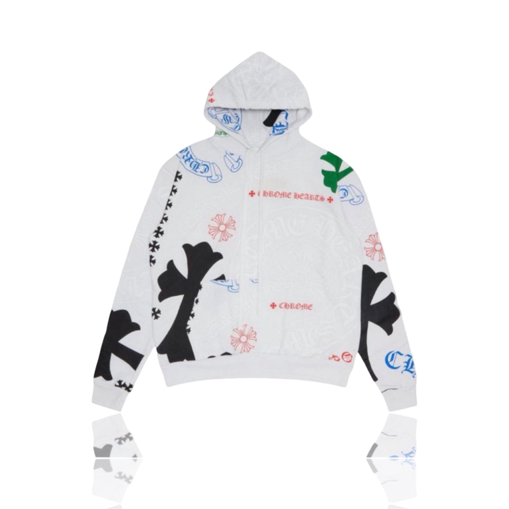 Chrome Hearts Stencil Multi Cross Horseshoe Hoodie White