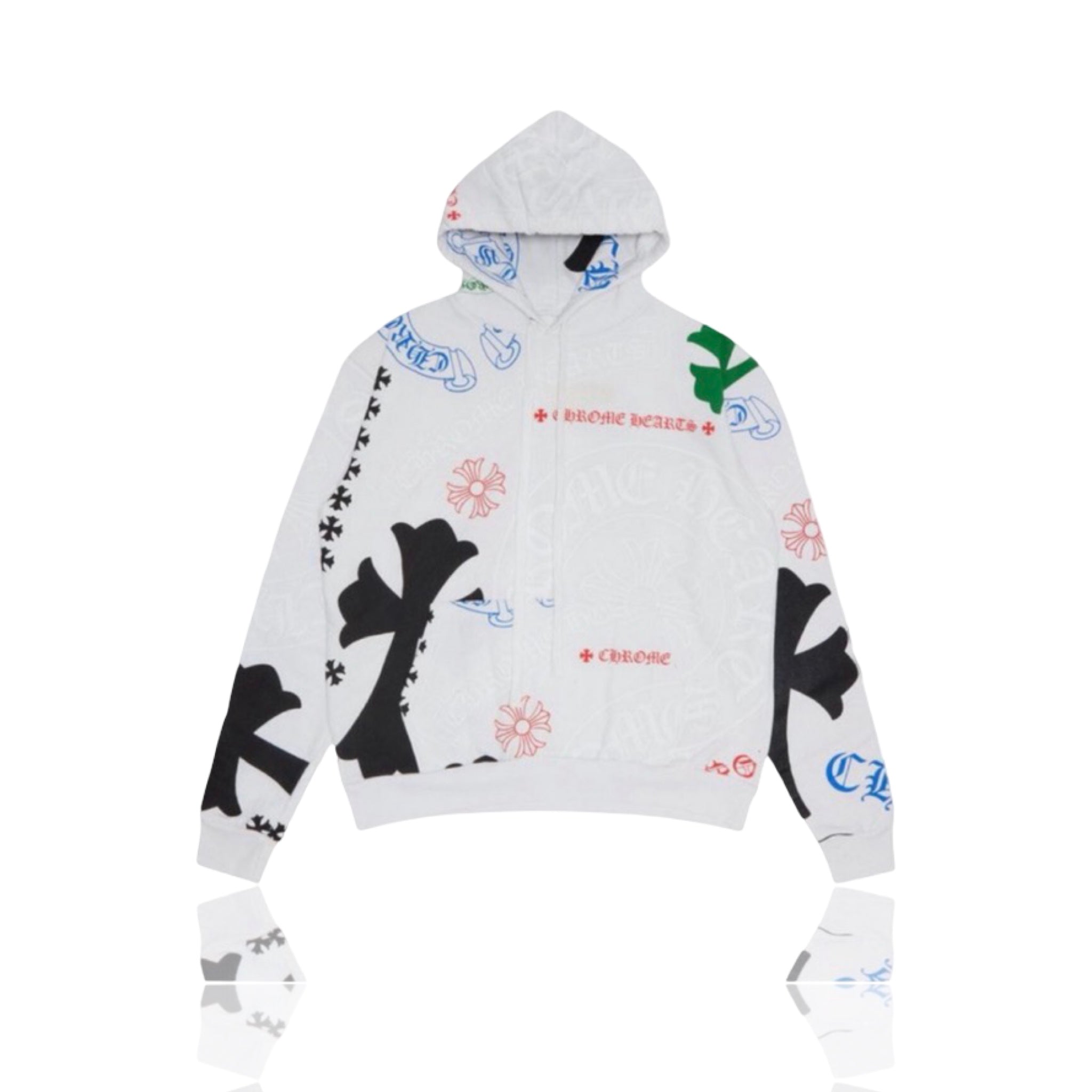 Chrome Hearts Stencil Multi Cross Horseshoe Hoodie White