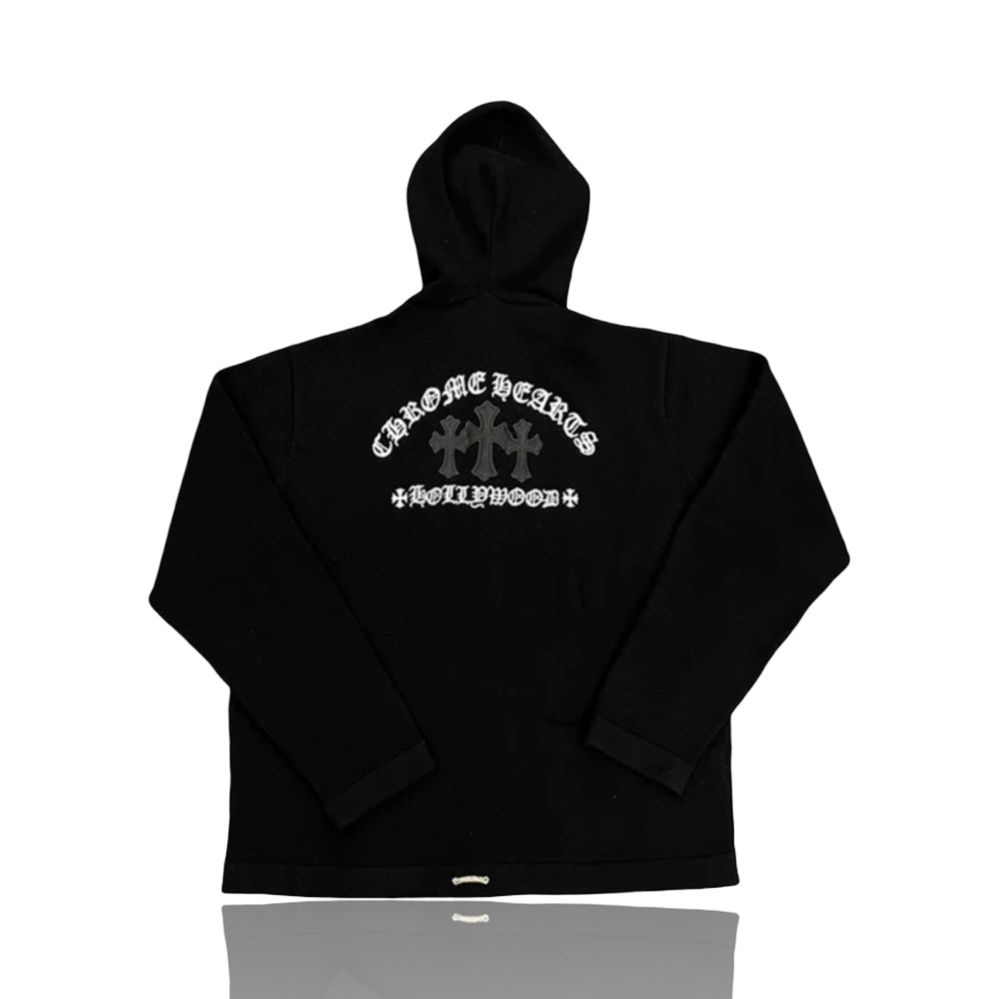 Chrome Hearts Cashmere Leather Cross Patch Zip Up Black