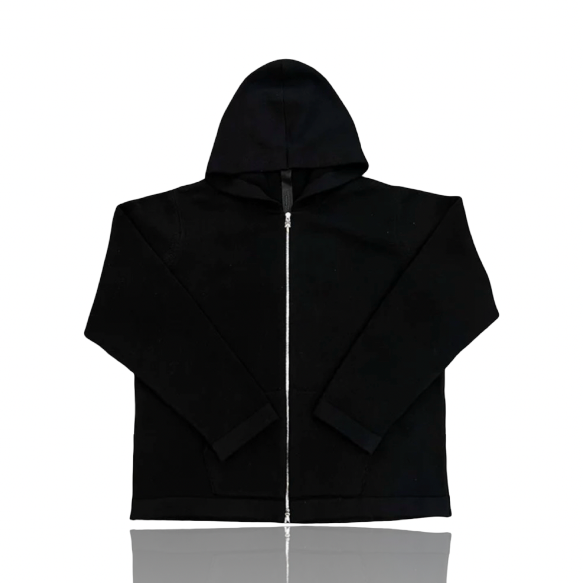 Chrome Hearts Cashmere Leather Cross Patch Zip Up Black