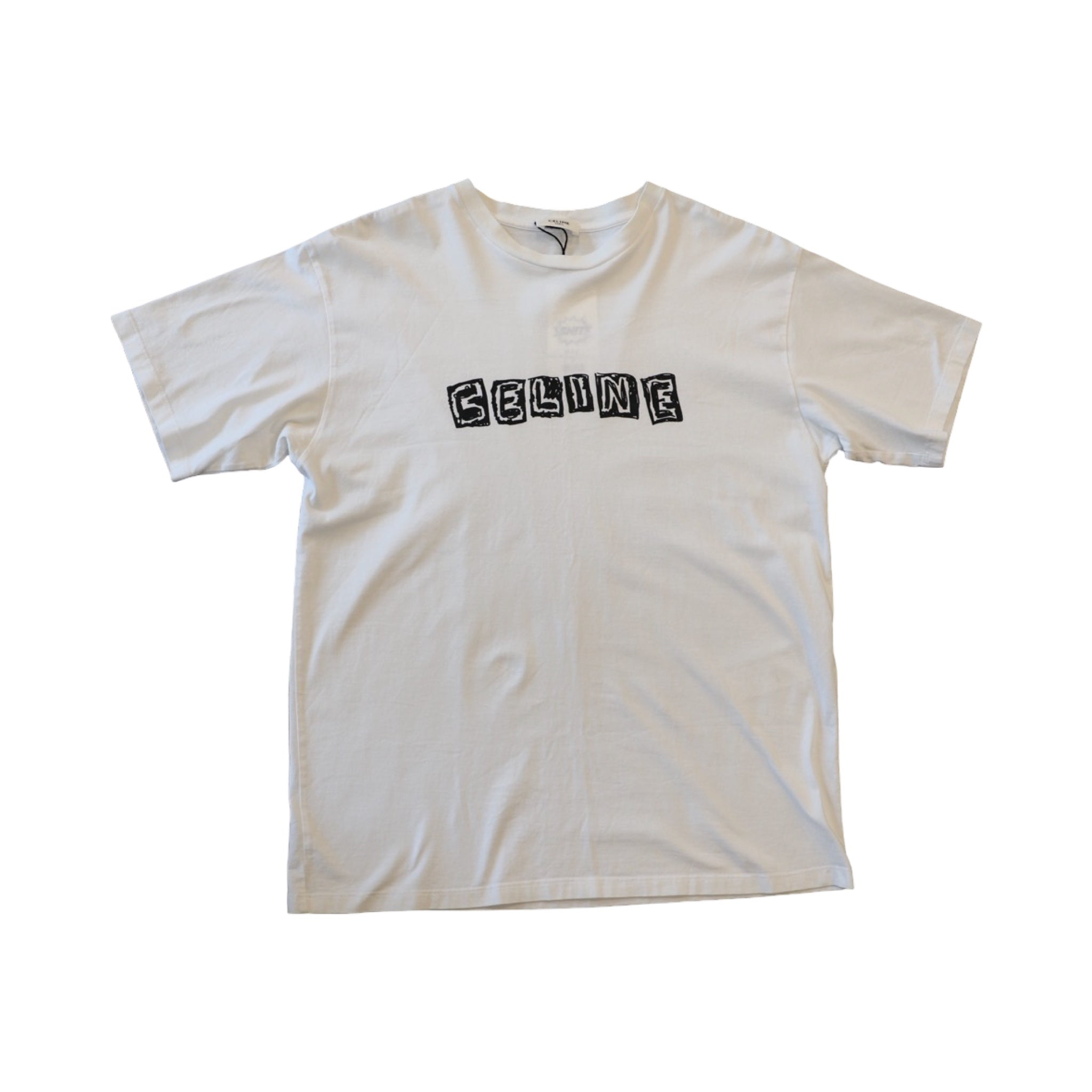 Celine Sketch White Black Logo Tee