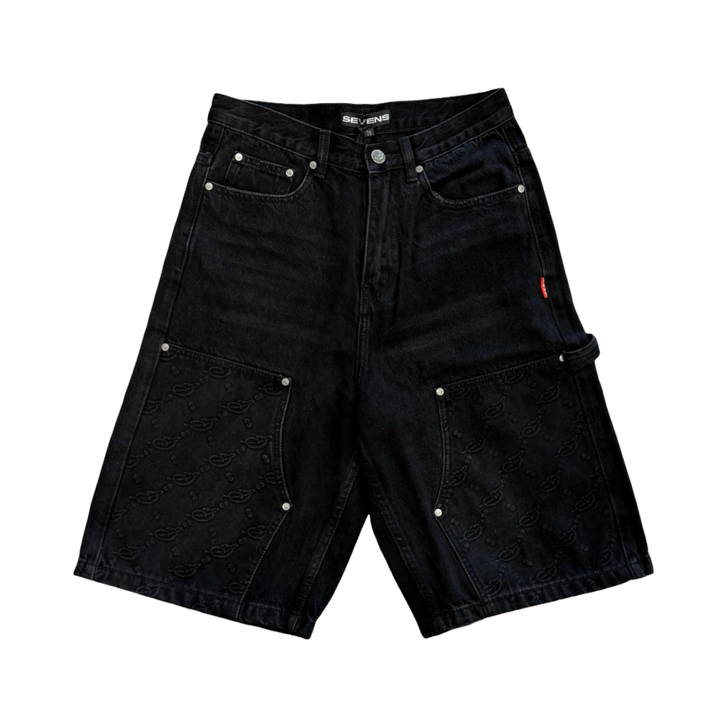 Triple Sevens Double Knee Monogram Shorts Black