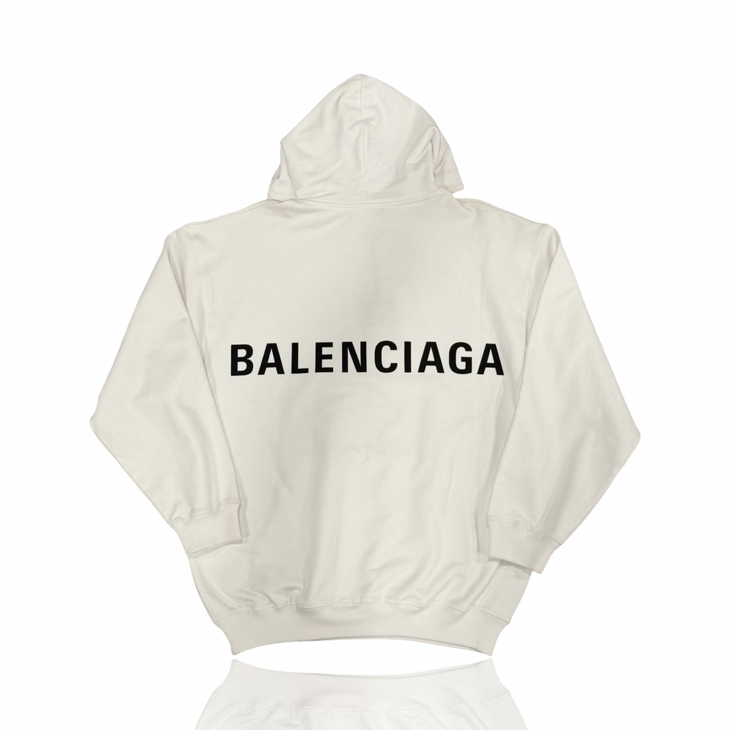 Balenciaga Back Logo White Hoodie