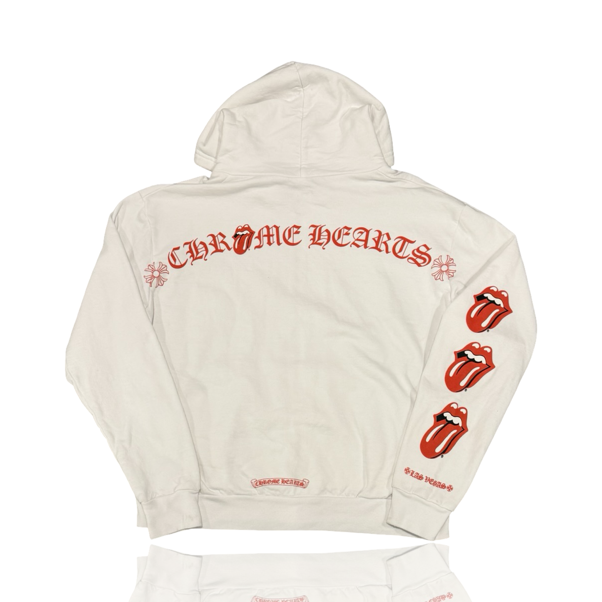 Chrome Hearts Rolling Stones Scroll Logo Zip Up White