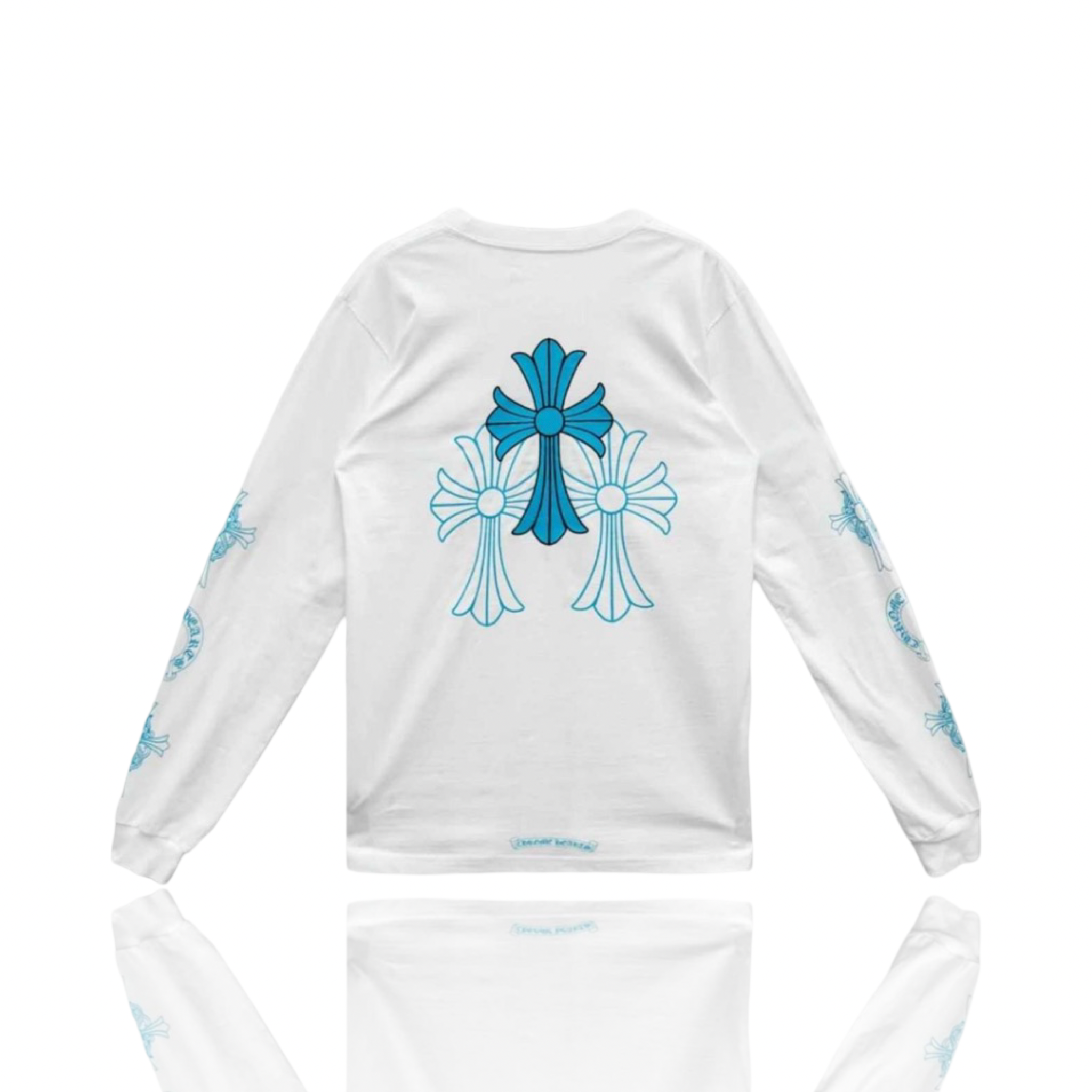 Chrome Hearts Triple Blue Cross Multi Logo Longsleeve White