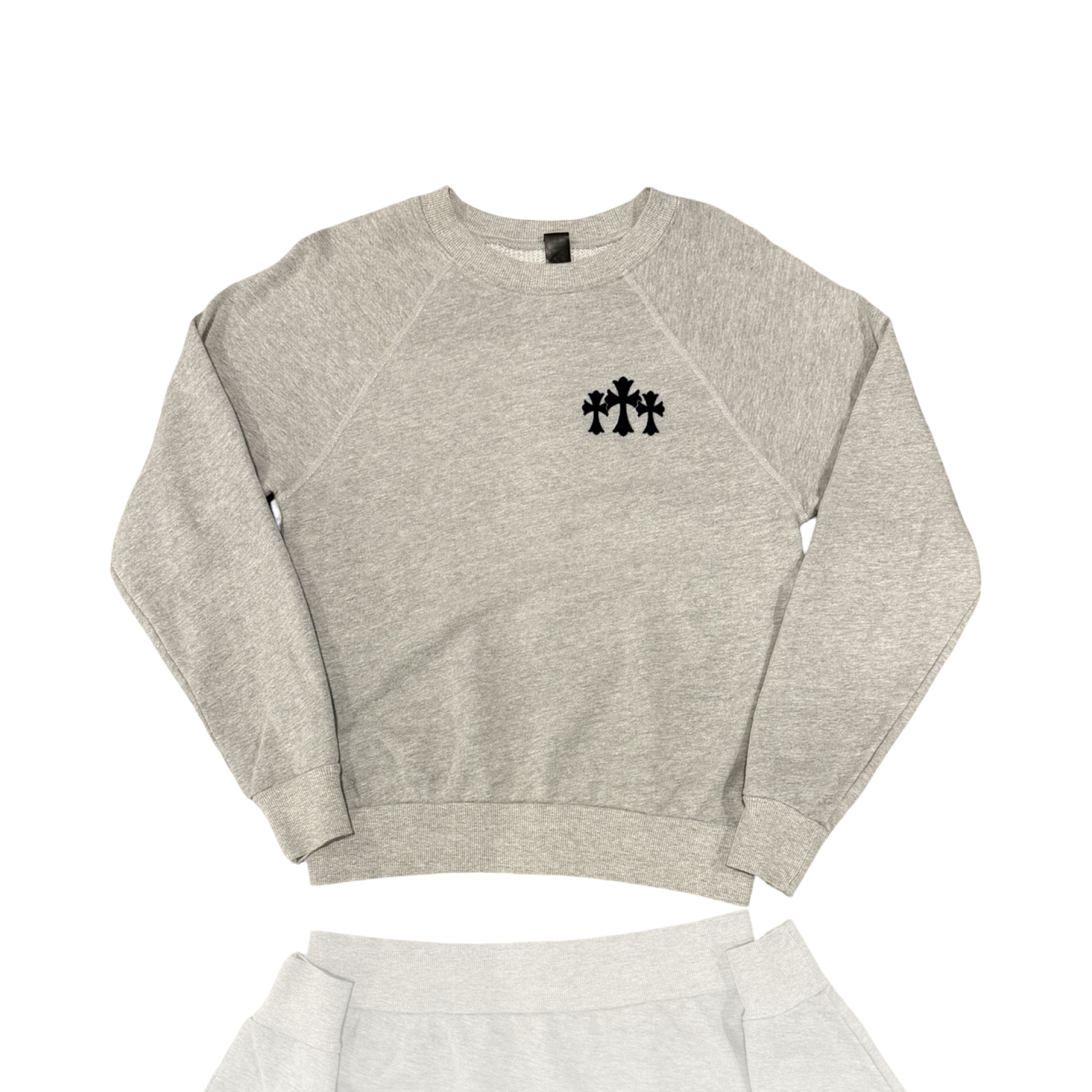Chrome Hearts Nylon Patch Triple Cross Crewneck Grey/Navy