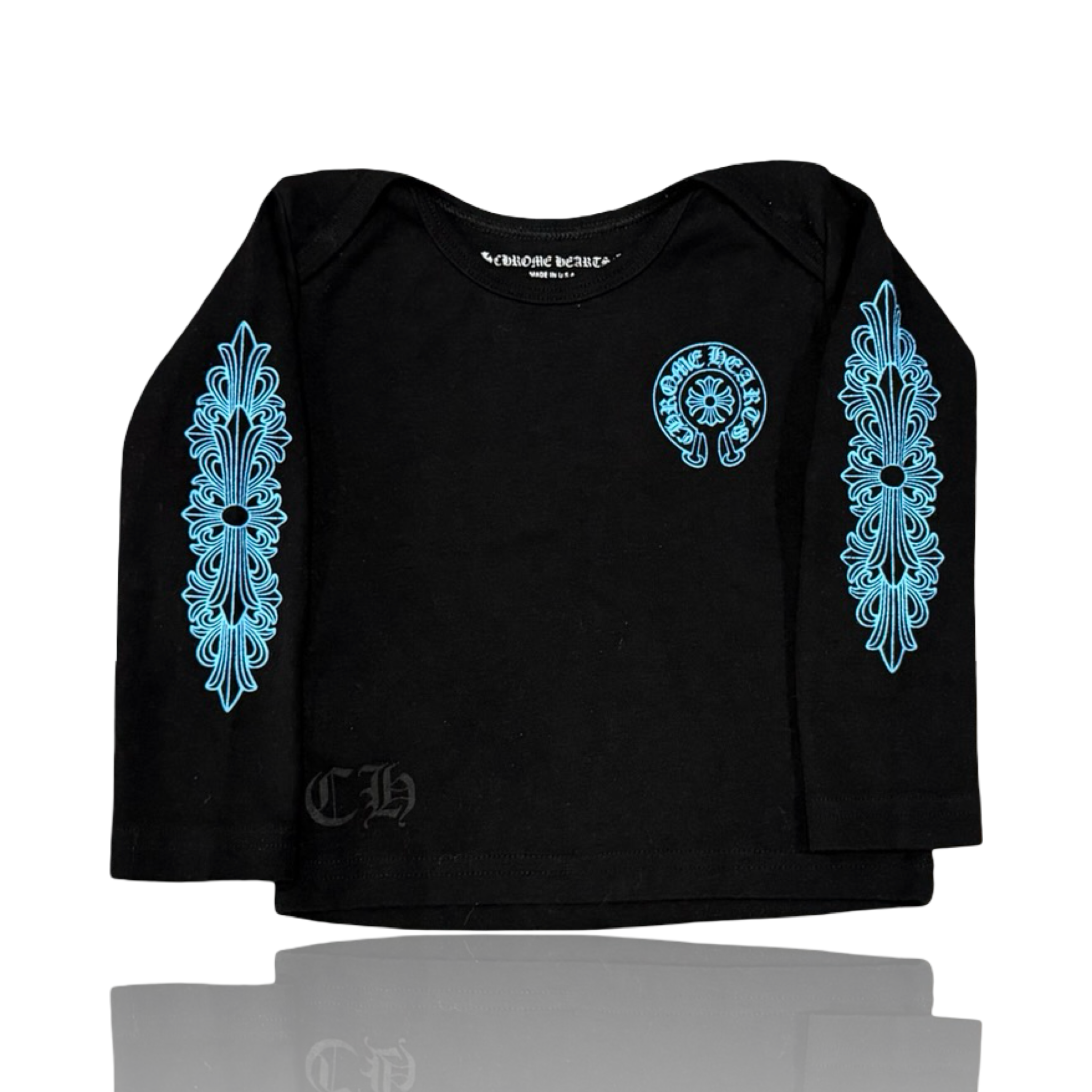 Chrome Hearts Boys Black Horseshoe Logo Long Sleeve Black
