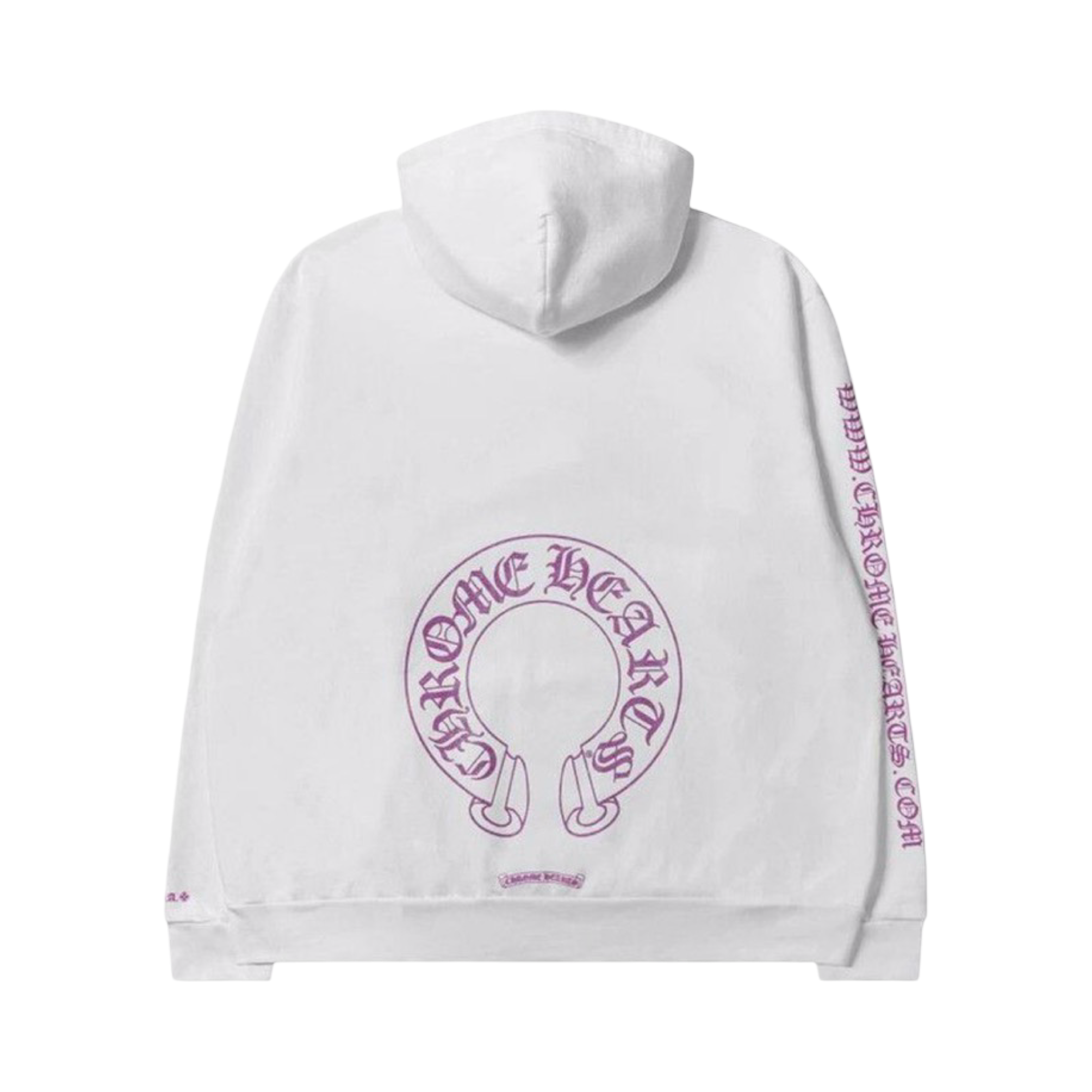 Chrome Hearts Purple Glitter Horseshoe Hoodie White