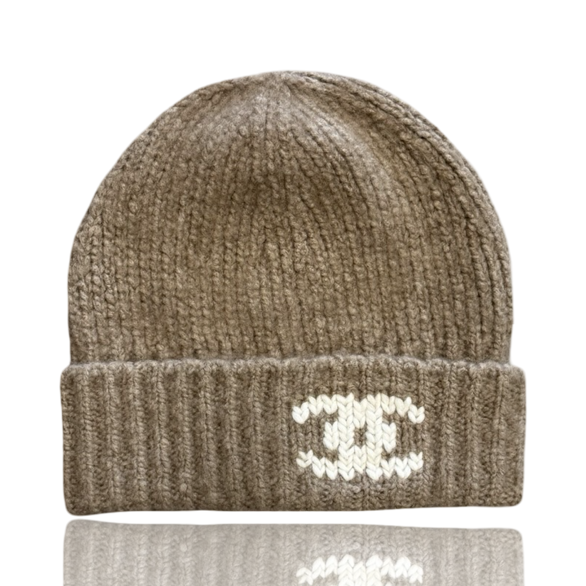 Chanel Cashmere CC Knit Beanie Brown