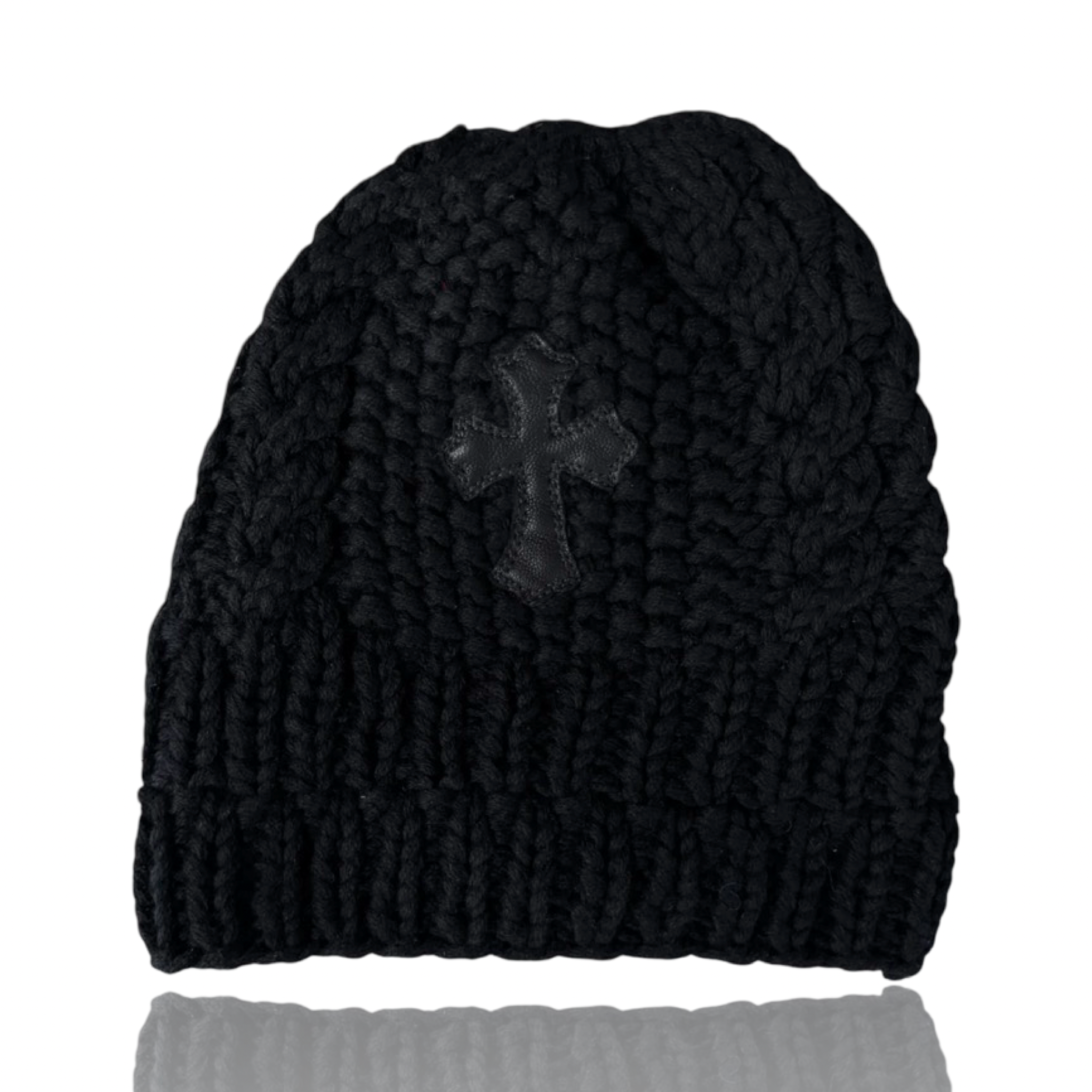 Chrome Hearts Black Cross Patch Cashmere Beanie