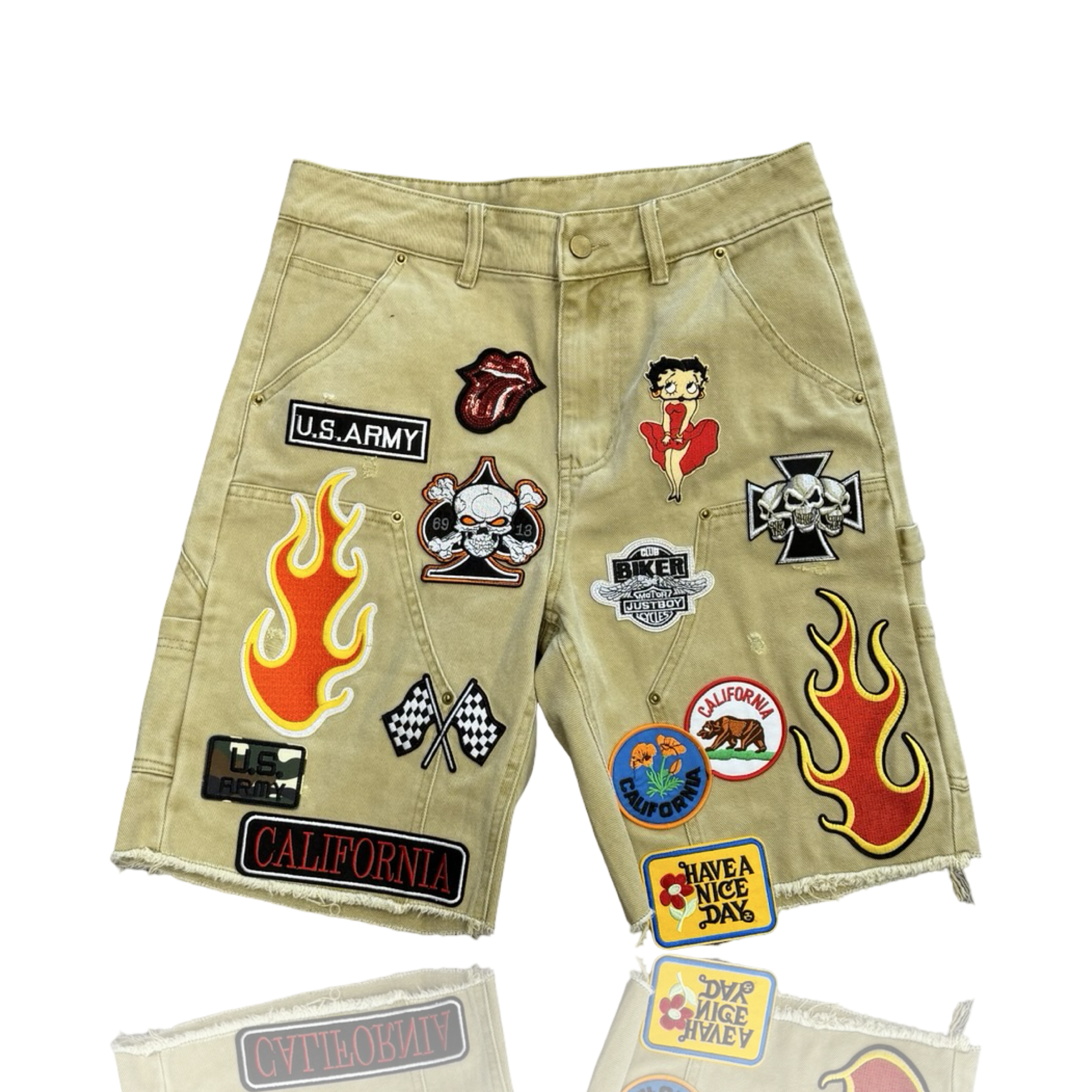 Amis Et Fleurs Patch Work Carpenter Shorts
