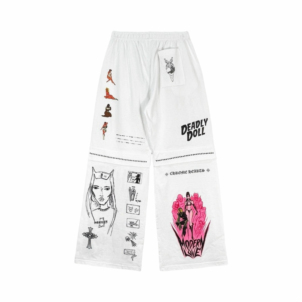 Chrome Hearts Deadly Doll Comic Pants White