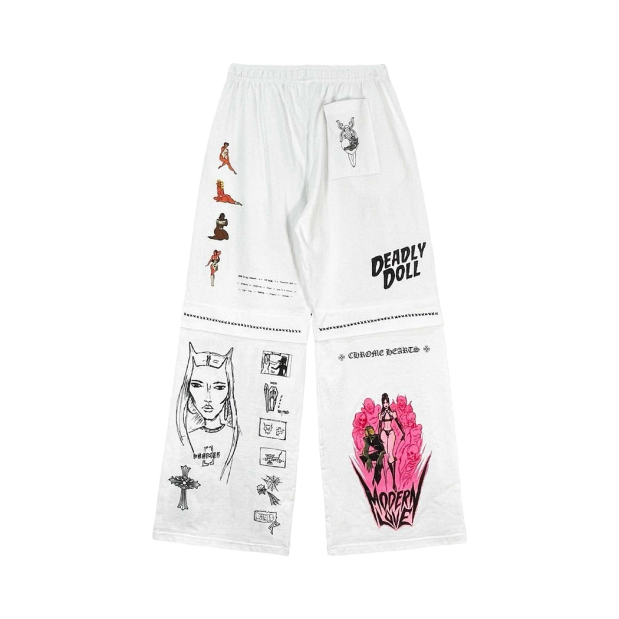 Chrome Hearts Deadly Doll Comic Pants White