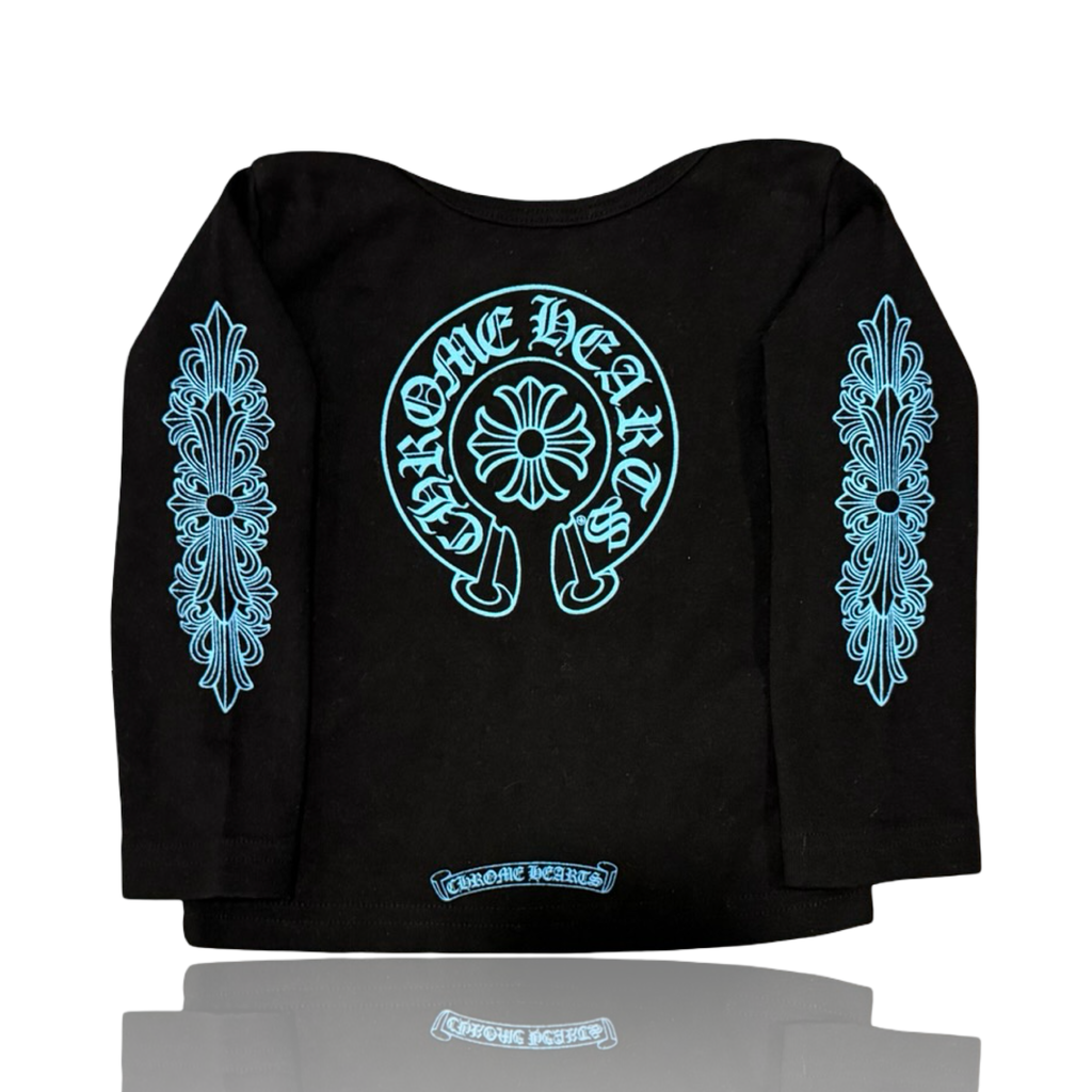 Chrome Hearts Boys Black Horseshoe Logo Long Sleeve Black