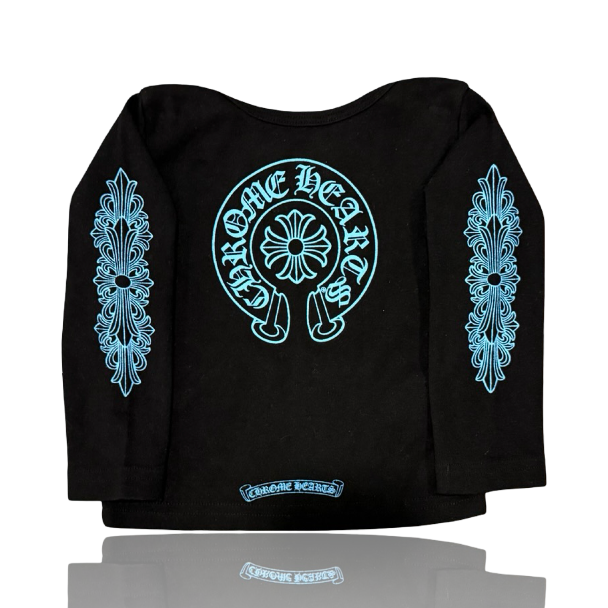 Chrome Hearts Boys Black Horseshoe Logo Long Sleeve Black
