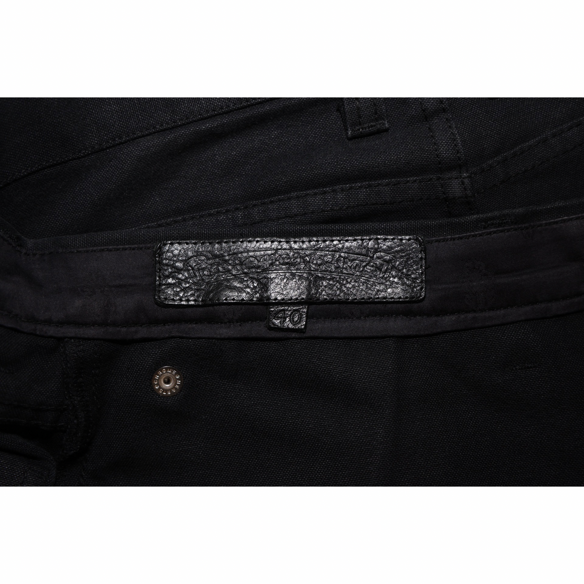 Chrome Hearts Leather Cross Patch Double Knee Carpenter Pants