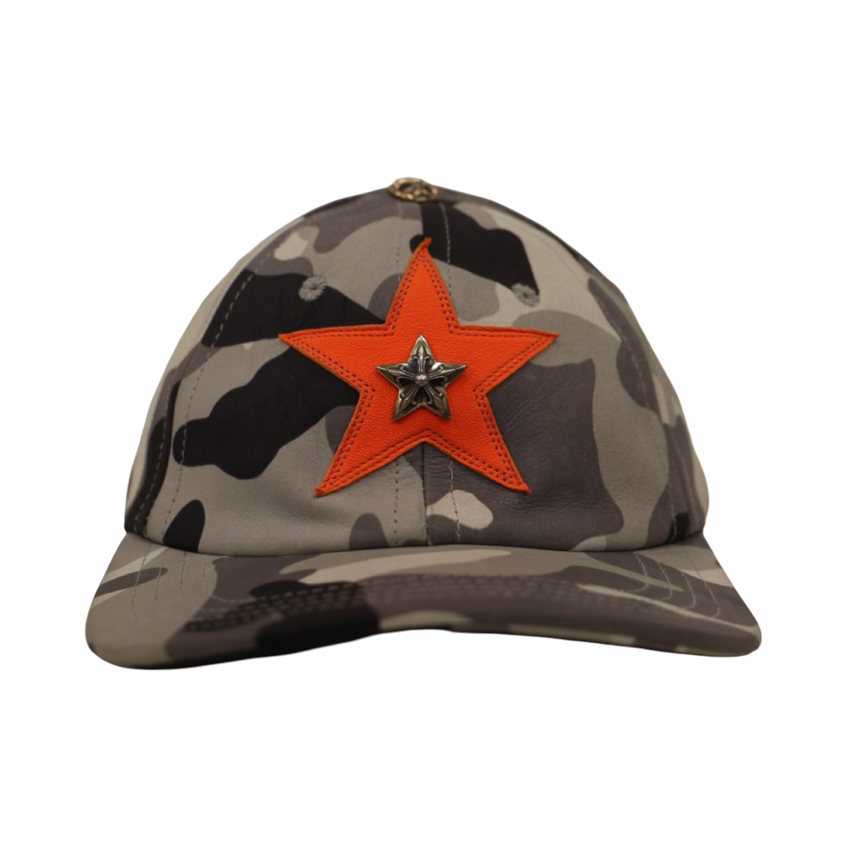 Chrome Hearts Orange Leather Star Patch Snow Camo Gunslinger Hat