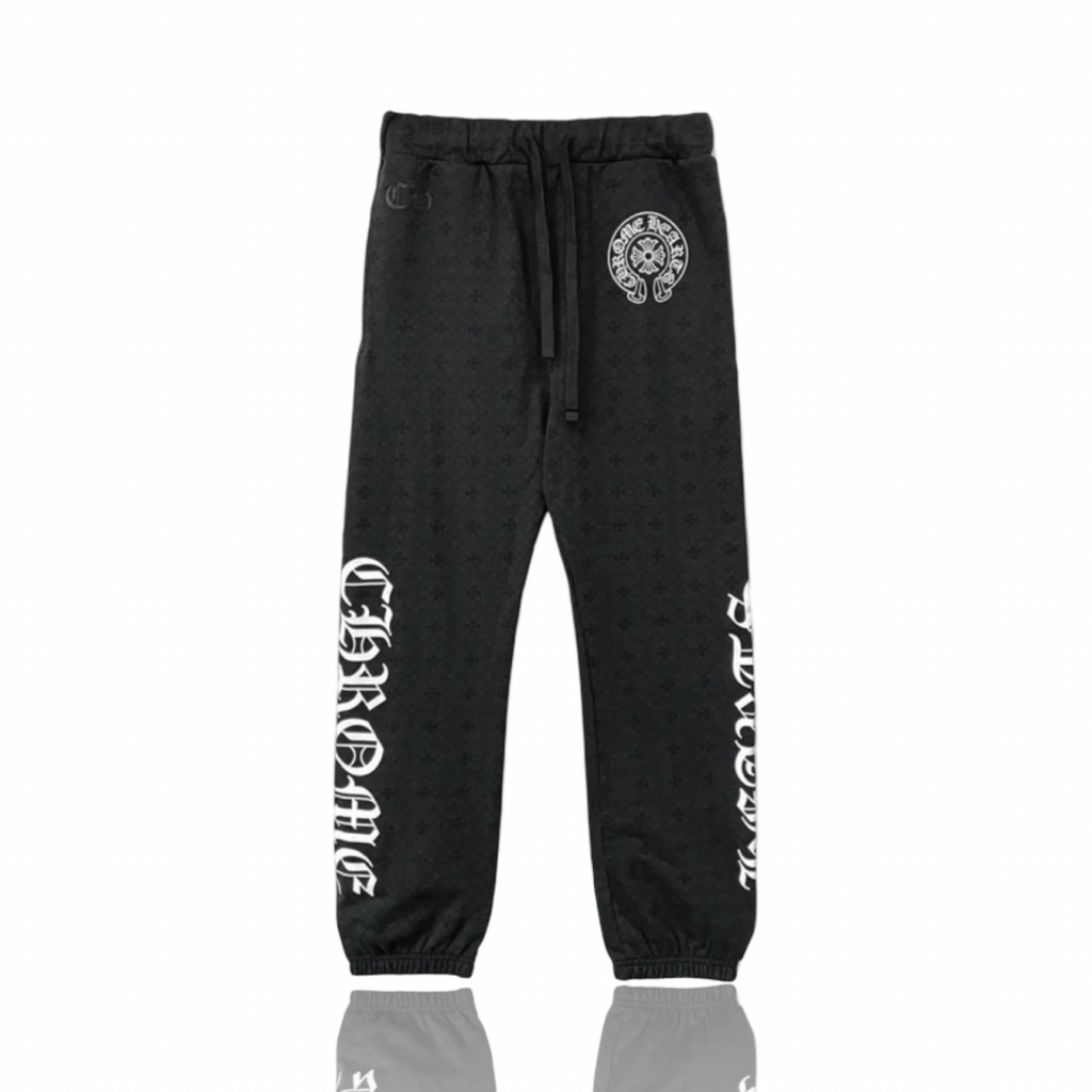 Chrome Hearts Pattern Cross Script Logo Pants Black