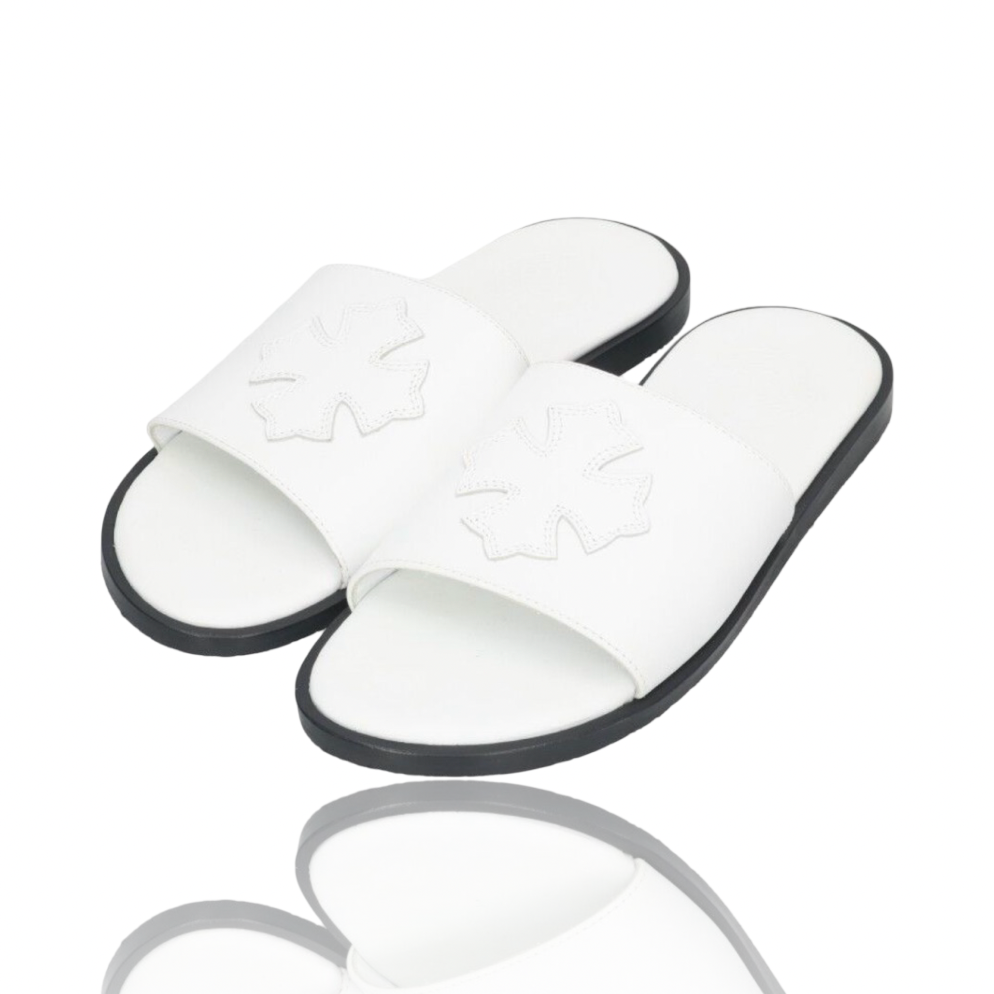 Chrome Hearts Ch Plus Patch White Leather Slipper
