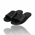 Chrome Hearts Ch Plus Patch Black Leather Slipper