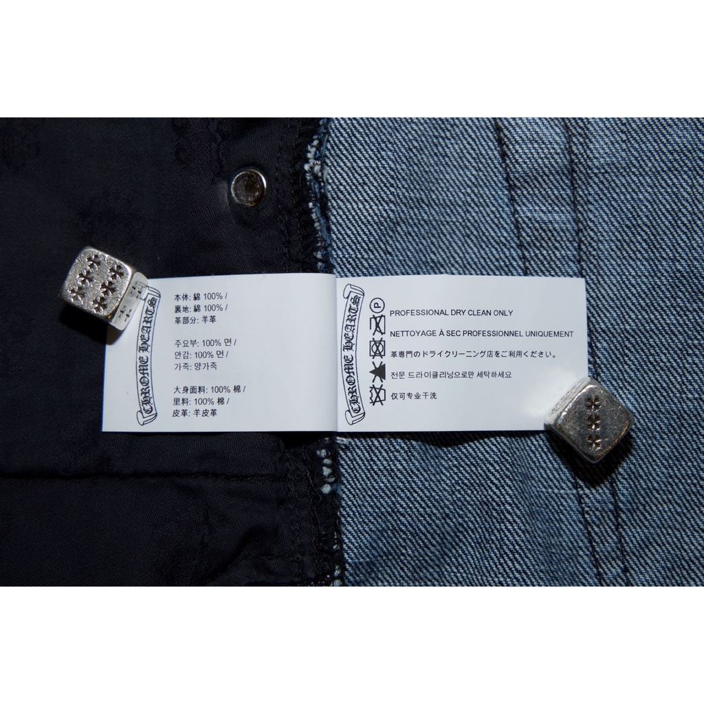 Chrome Hearts Levi's 501 Dark Wash Fleur Knee Patch Jeans