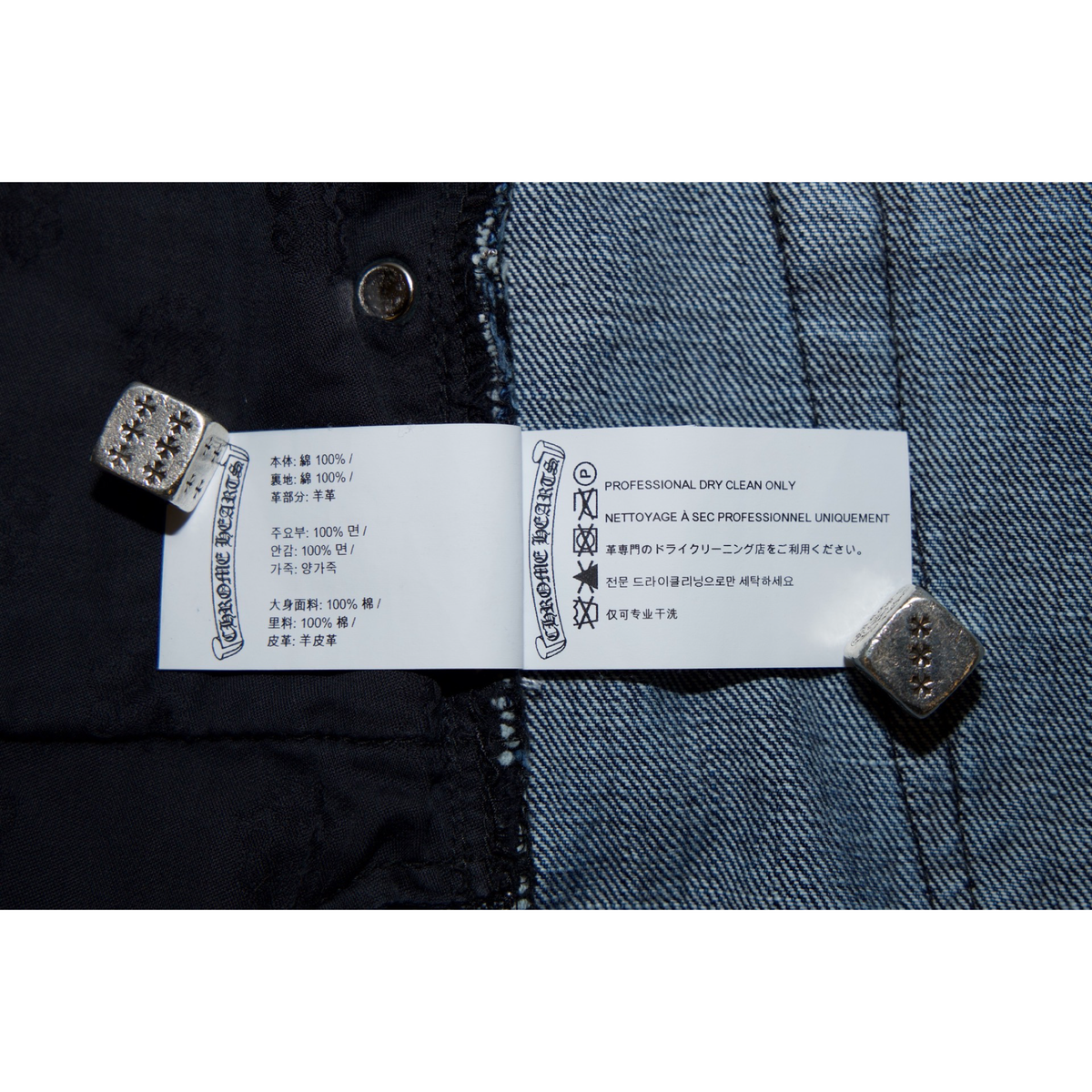 Chrome Hearts Levi's 501 Dark Wash Fleur Knee Patch Jeans
