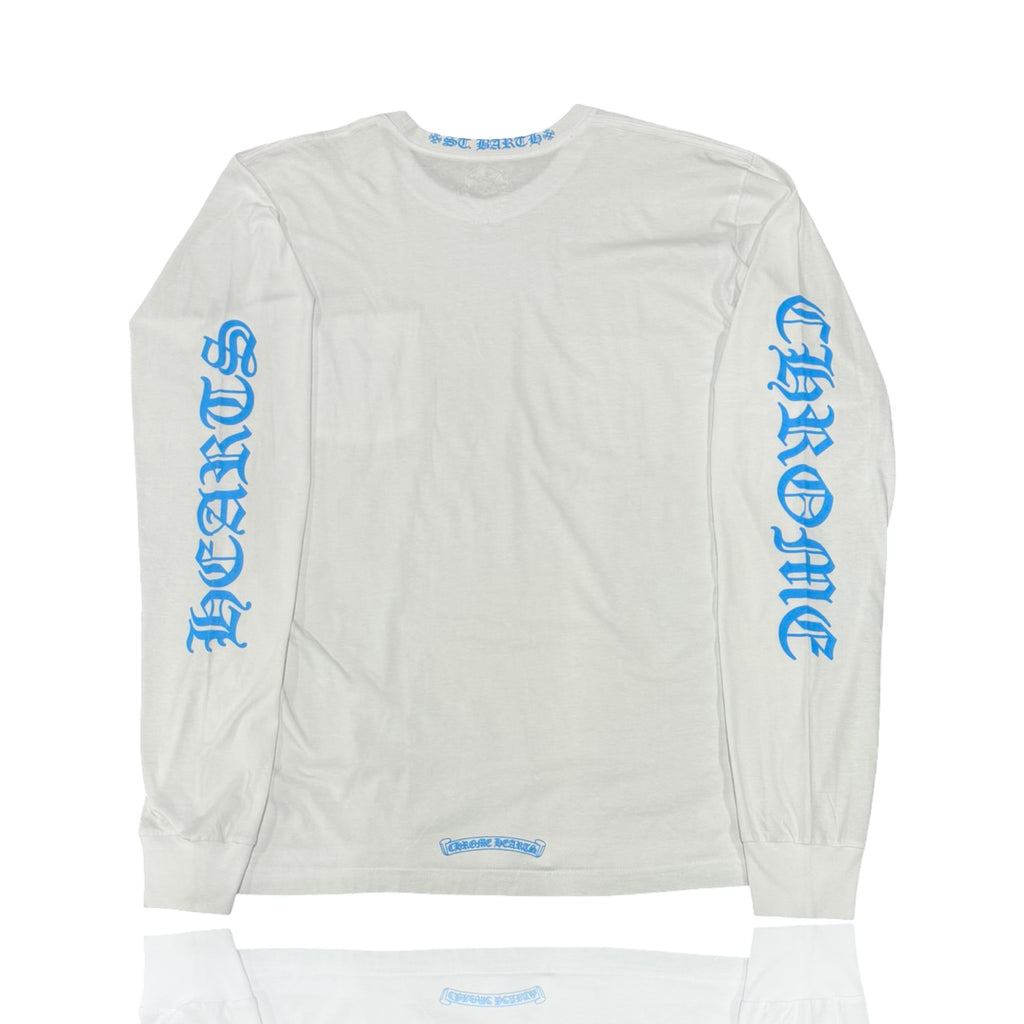 Chrome Hearts St.Barths White Blue Neck Logo LongSleeve