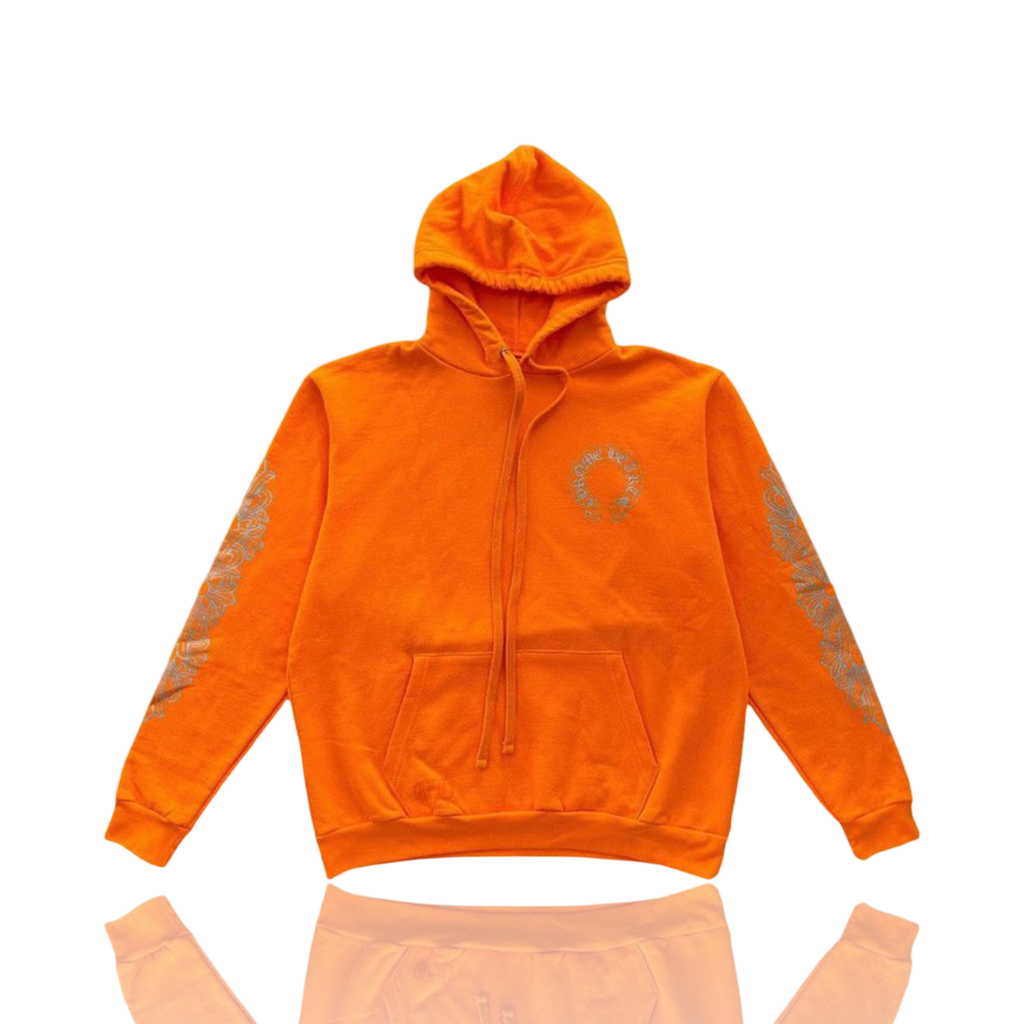 Chrome Hearts Horseshoe Logo Hoodie Neon Orange