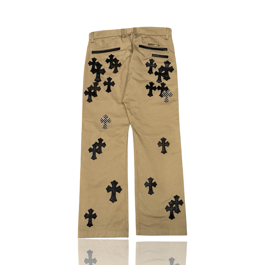 Chrome Hearts Checkered Patch Chino Pants Khaki