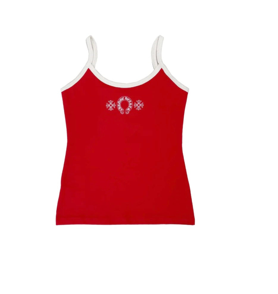Chrome Hearts Red＆White Horseshoe Logo Tank Top